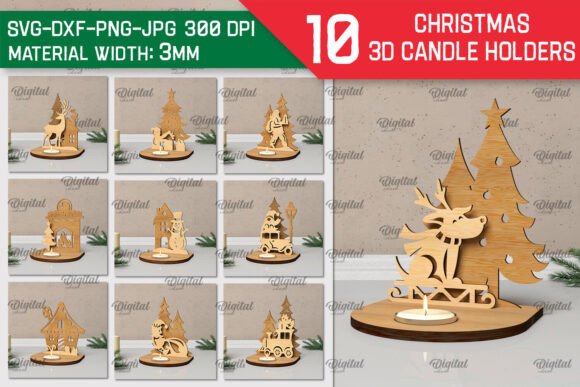 3D Christmas Candle Holders: A Laser Cutting Winter Amp Asset