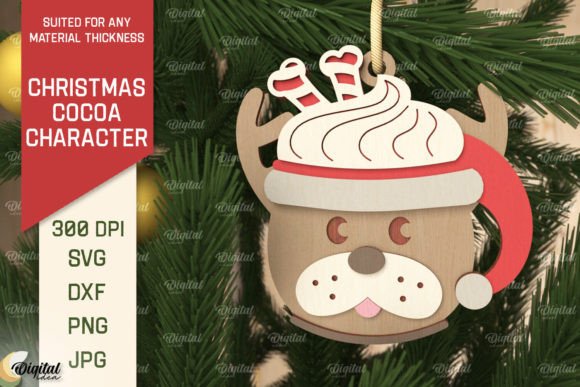 3D Christmas Cocoa Dog Laser Cut: A Festive Winter Amp Asset