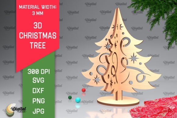 3D Christmas Tree Laser Cut Embroidery Design