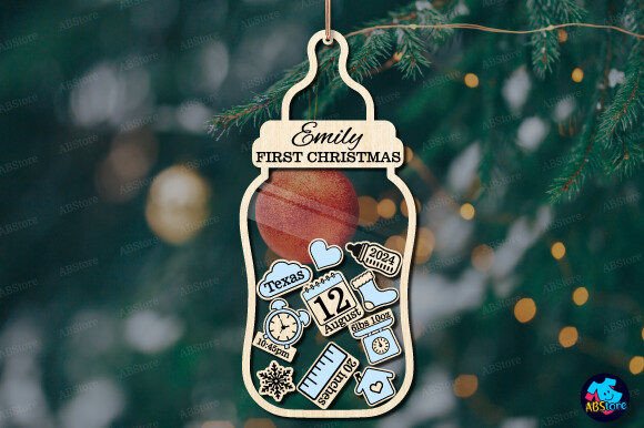 Baby's First Christmas Ornament Svg for Winter Amp Laser Cutting