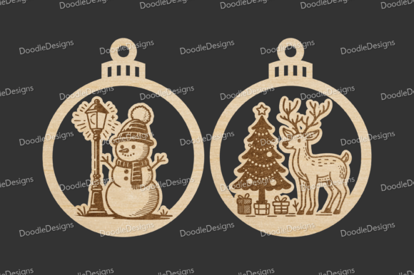 Charming Snowman Reindeer Christmas Baubles