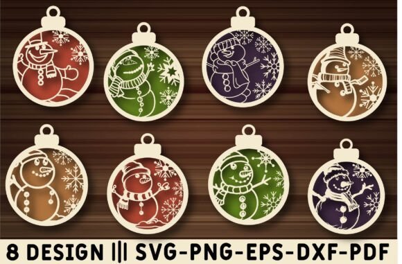 Christmas Balls Svg, Snowman Family Svg for Winter Amp