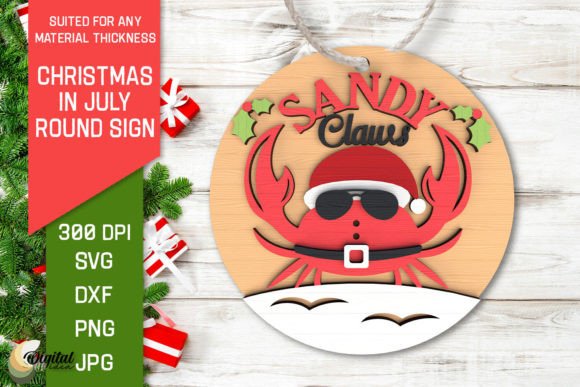 Christmas in July Round Sign for Laser Cutting