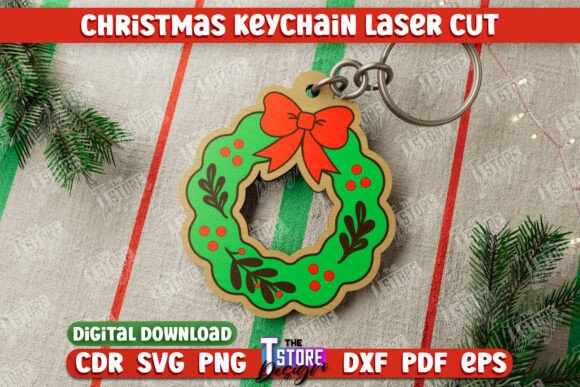 Christmas Keychain Xmas Wreath CNC for Winter Amp Laser Cutting