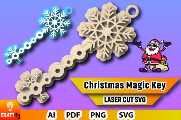 Christmas Magic Key Laser Cut SVG for Winter Amp