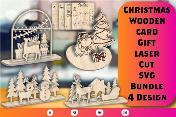 Christmas Wooden Card Gift SVG for Winter Amp Laser Cutting