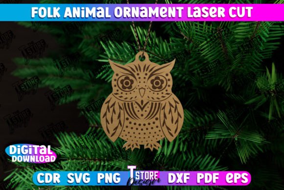 Folk Owl Ornament Rustic Design CNC for Winter Amp Laser Cutting