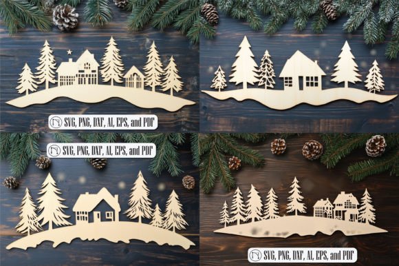 Laser-cut Christmas Scene SVG for Festive Wall Decor