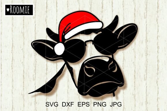 Laser Cutting Designs: Meet the Christmas Cow with Santa Hat Sunglasses