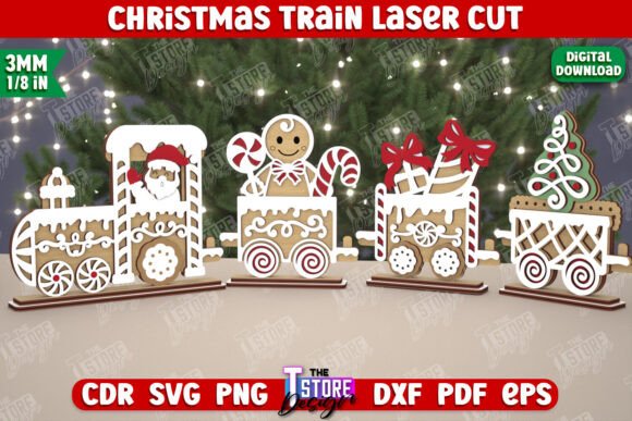 Santa's Christmas Train: Laser-Cut Holiday Graphics
