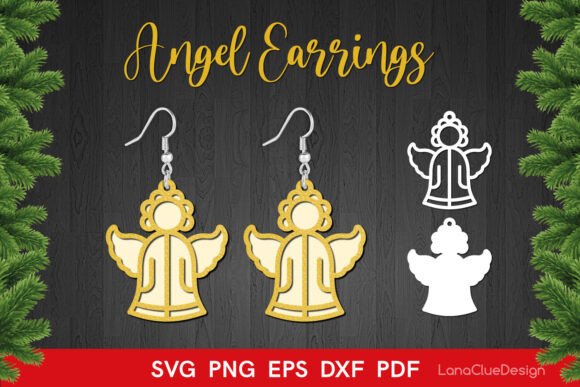 Two Layered Angel Earring SVG Template for Laser Cutting