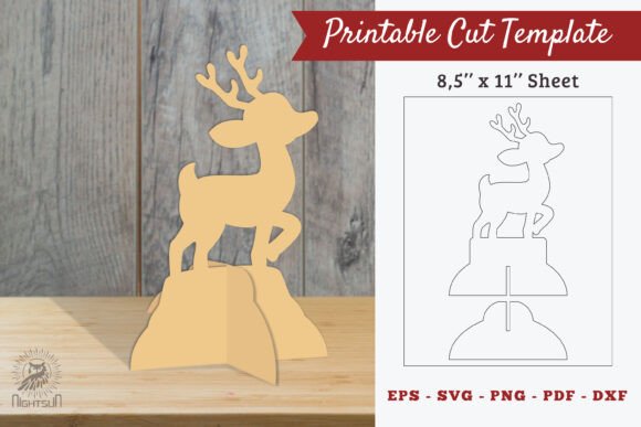 Winter Amp Baby Deer Printable Cut Template for Laser Cutting