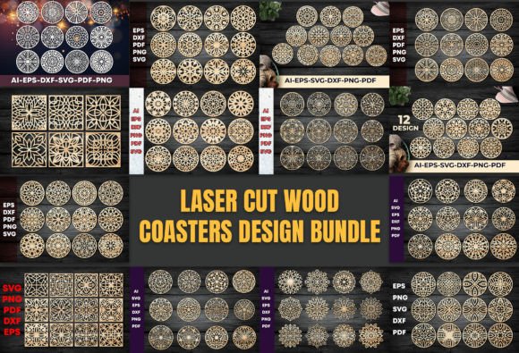 Wood Coasters Design: A Versatile Laser Cut Bundle